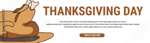 Thanksgiving day traditional roast turkey poster Happy Thanksgiving. Eps10 Vector