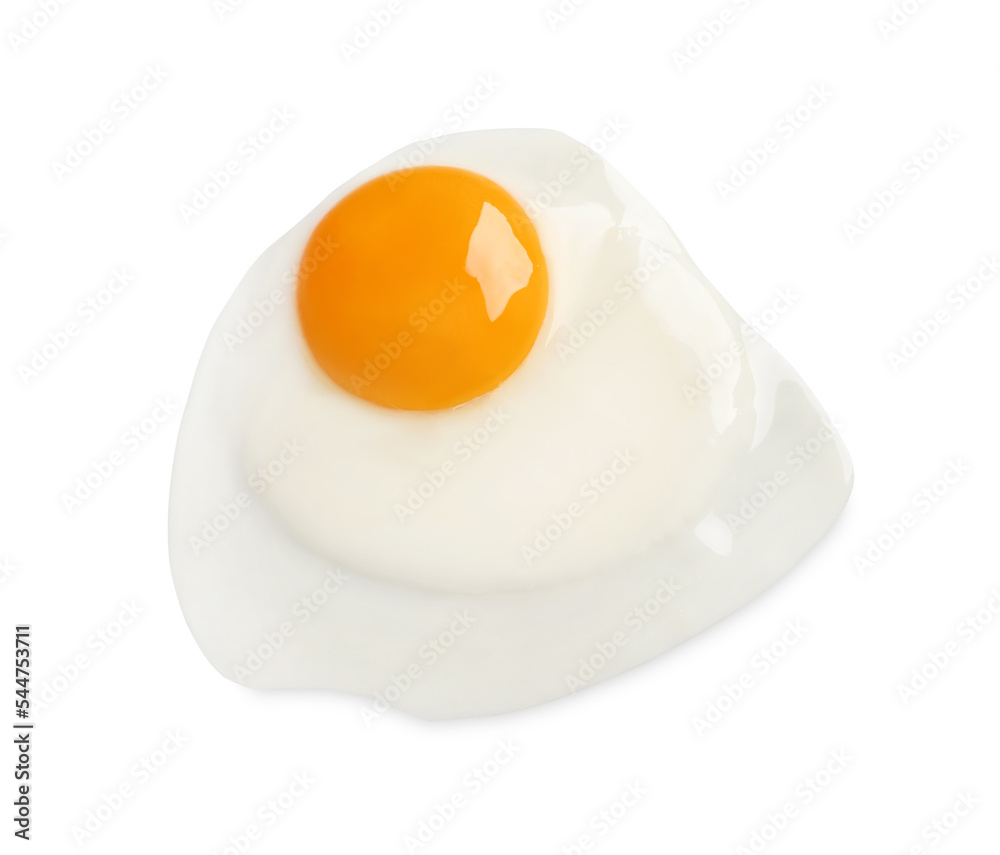 Tasty fried chicken egg isolated on white, top view Tasty fried chicken egg isolated on white, top view