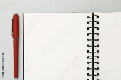 Wallpaper Mural Notebook and pen on gray background, flat lay Torontodigital.ca