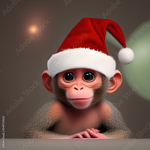 Funny Christmas baby monkey