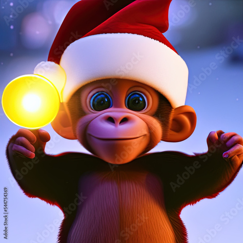 Funny Christmas baby monkey