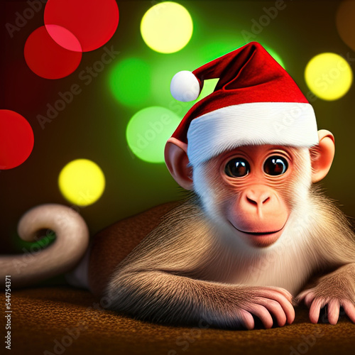 Funny Christmas baby monkey