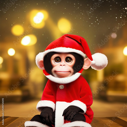Funny Christmas baby monkey