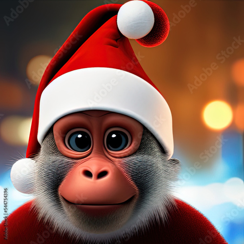 Funny Christmas baby monkey
