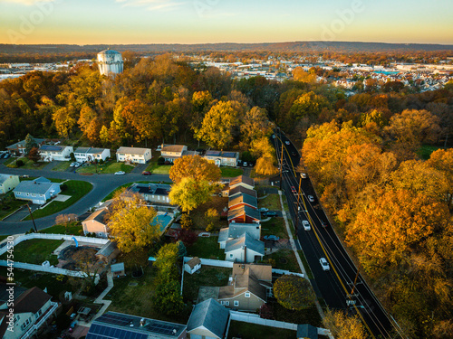 Aerial Drone Sunset in Kenilworth New Jersey photo