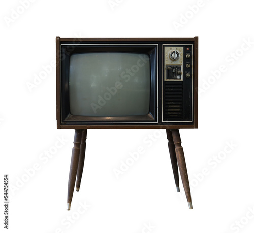 vintage television - old tv isolated white retro technology
