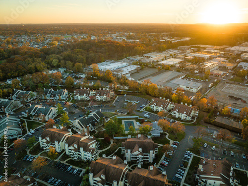 Aerial Drone Sunset in Kenilworth New Jersey photo