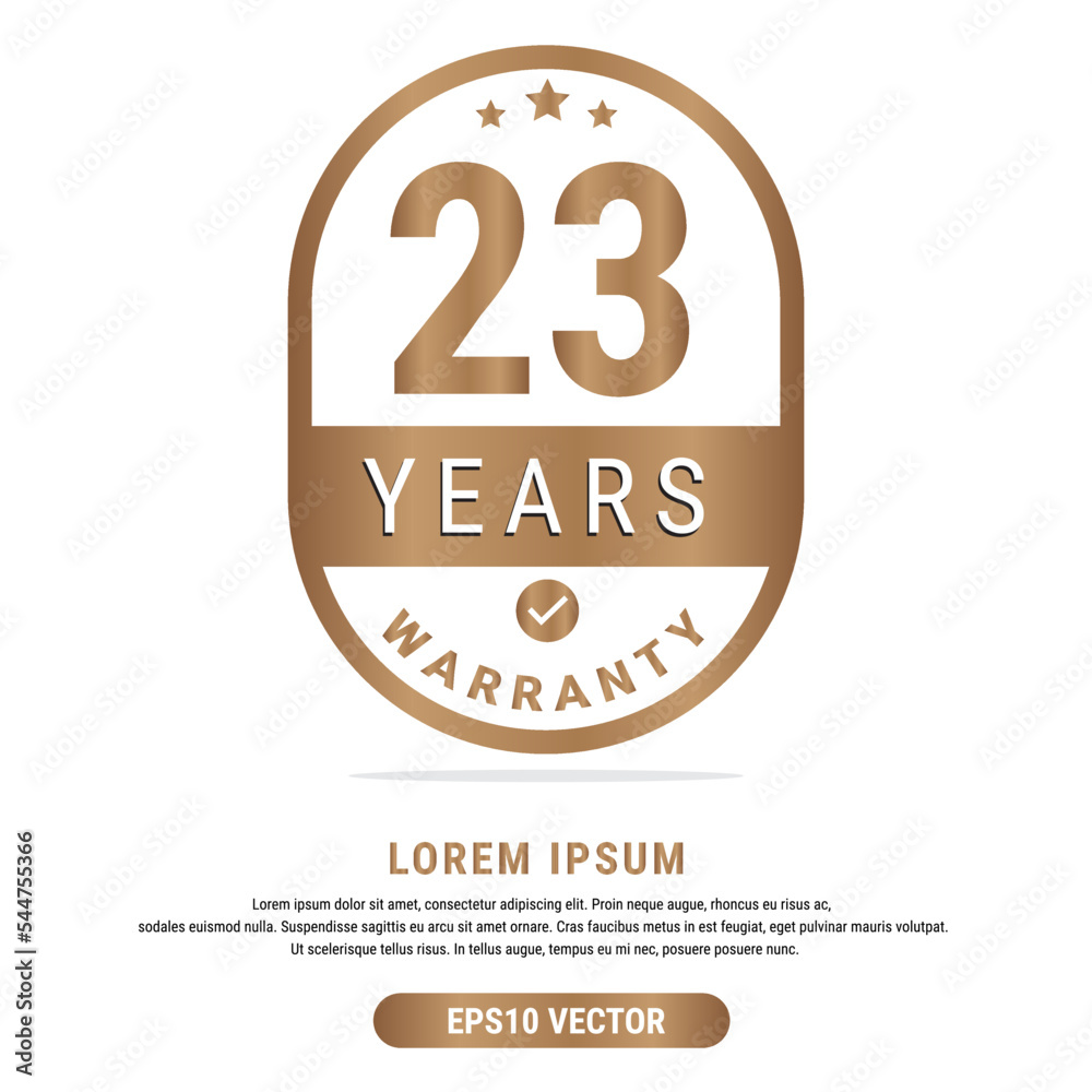 23 Year warranty vector art illustration in gold color with fantastic font and white background. Eps10 Vector 23 Year warranty vector art illustration in gold color with fantastic font and white background. Eps10 Vector