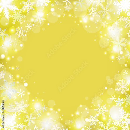 雪の結晶の壁紙⑫正方形_四隅_金背景