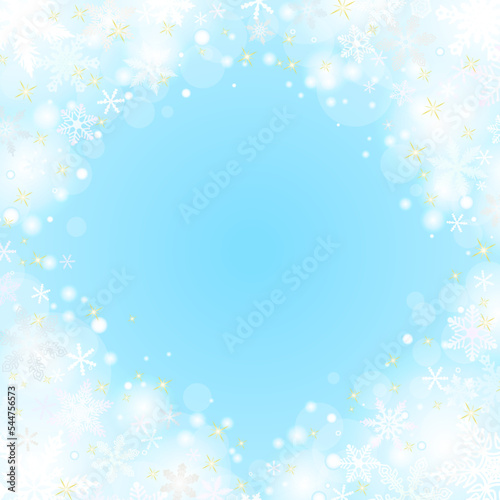 雪の結晶の壁紙⑫正方形_四隅_青背景