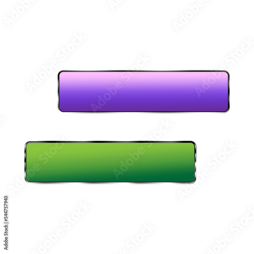 Icon with green blue long buttons. Shiny banner. Blue background. Vector illustration. Stock image. 