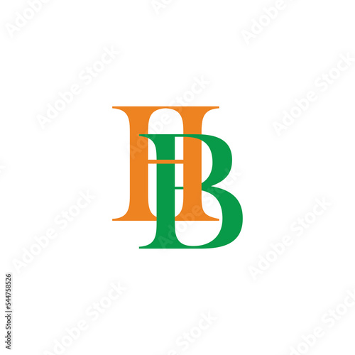 letter bh colorful simple overlap logo vector