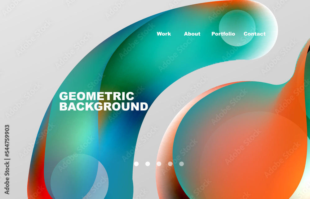 Landing page abstract liquid background. Flowing shapes, round design and circle. Web page for website or mobile app wallpaper Landing page abstract liquid background. Flowing shapes, round design and circle. Web page for website or mobile app wallpaper