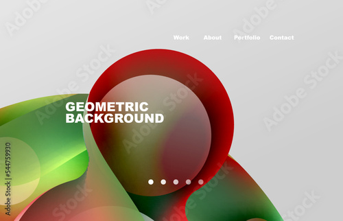 Landing page abstract liquid background. Flowing shapes, round design and circle. Web page for website or mobile app wallpaper