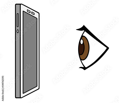 スマホを見る目、凝視する瞳、横側