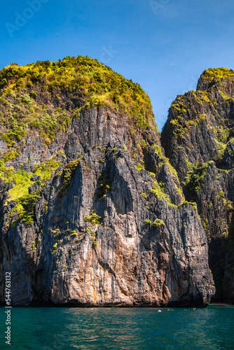 Maya Bay from the long tail boat, in koh Phi Phi, Krabi, Thailand