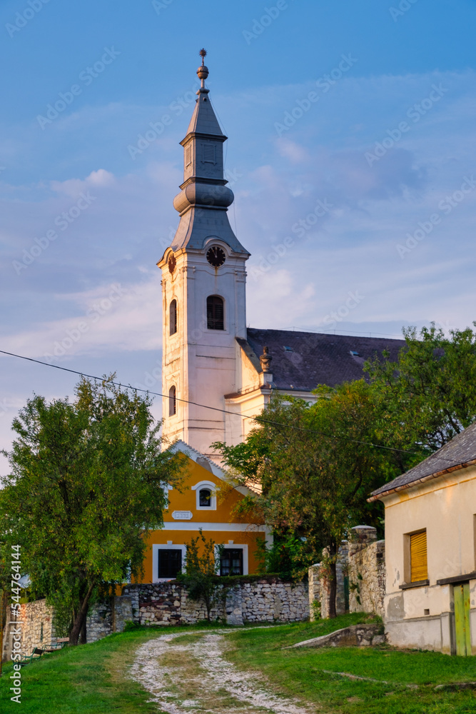 Bell tower of the Reformed church was built in 1825 - Koveskal, Hungary