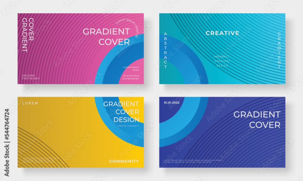 Set of template background design vector. Collection of creative abstract gradient vibrant colorful organic shape with curved lines. Art design illustration for business card, cover, banner.