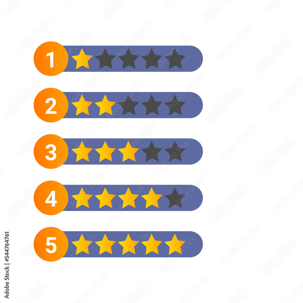Customer feedback review stars. Rating stars on transparent background ...