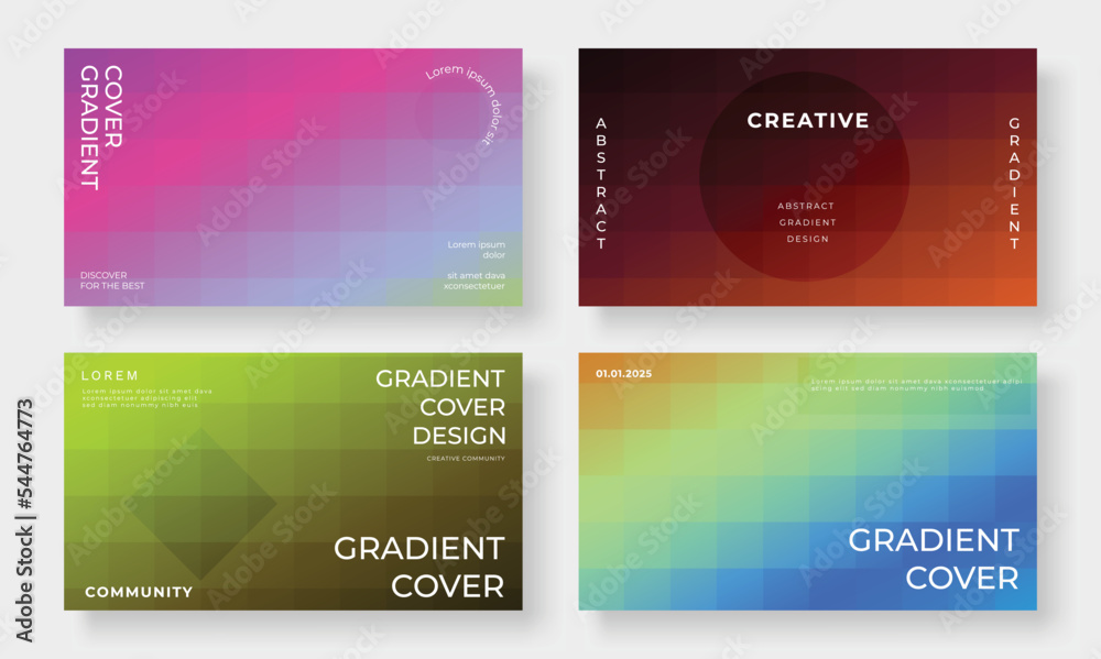 Set of template background design vector. Collection of creative abstract gradient vibrant colorful pixel, geometric shape background. Design illustration for business card, cover, banner, wallpaper.