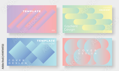 Set of template background design vector. Collection of creative abstract gradient pastel color geometric capsule shape, square, circle. Art design illustration for business card, cover, banner.