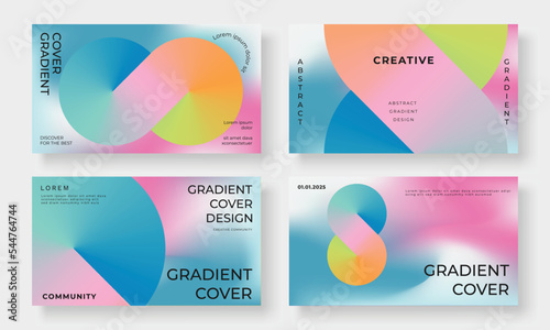 Set of template background design vector. Collection of creative abstract gradient vibrant colorful infinity shape, blurred background. Design illustration for business card, cover, banner, wallpaper. photo