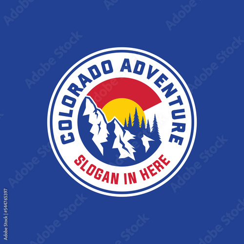 Colorado Adventure vintage mountain rustic for logo, t-shirt design illustration