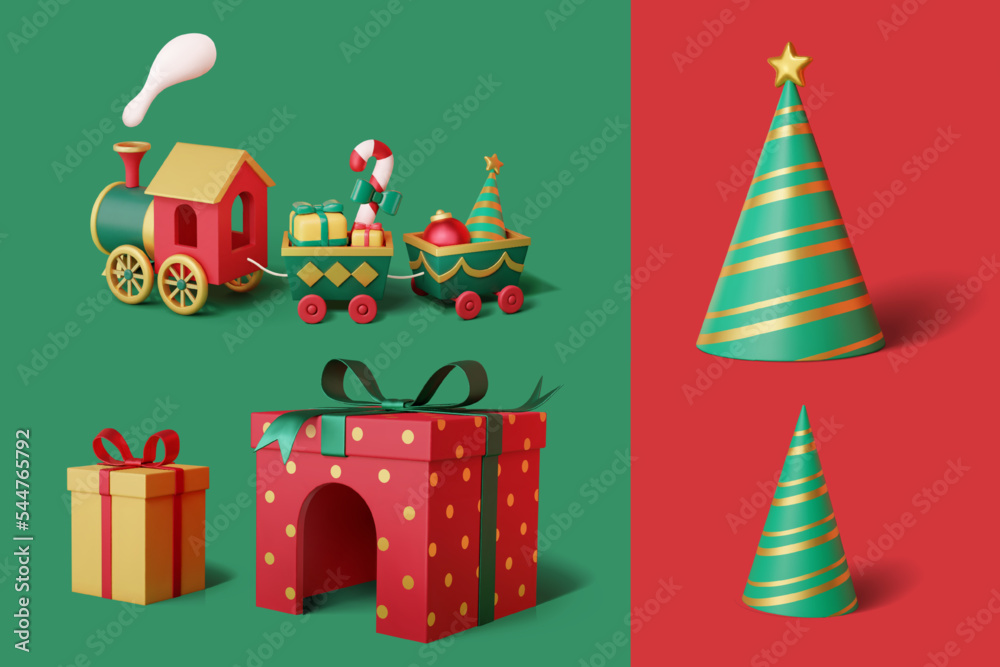 Cute 3D Christmas elements set Cute 3D Christmas elements set