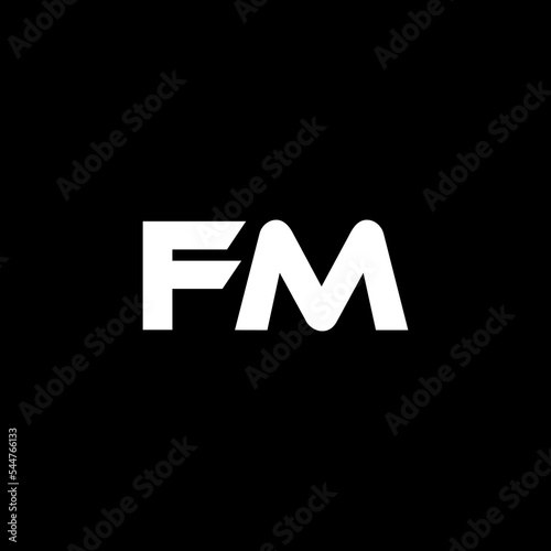 FM letter logo design with black background in illustrator, vector logo modern alphabet font overlap style. calligraphy designs for logo, Poster, Invitation, etc.