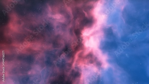 nebula gas cloud in deep outer space, science fiction illustration, colorful space background with stars 3d render 