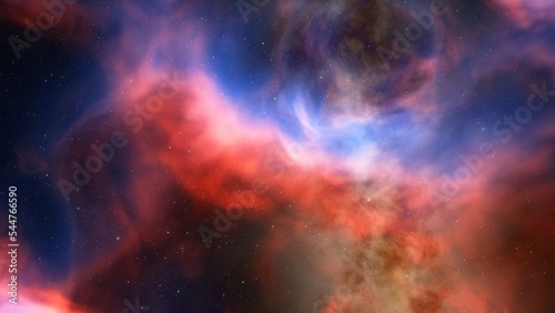 nebula gas cloud in deep outer space  science fiction illustration  colorful space background with stars 3d render 