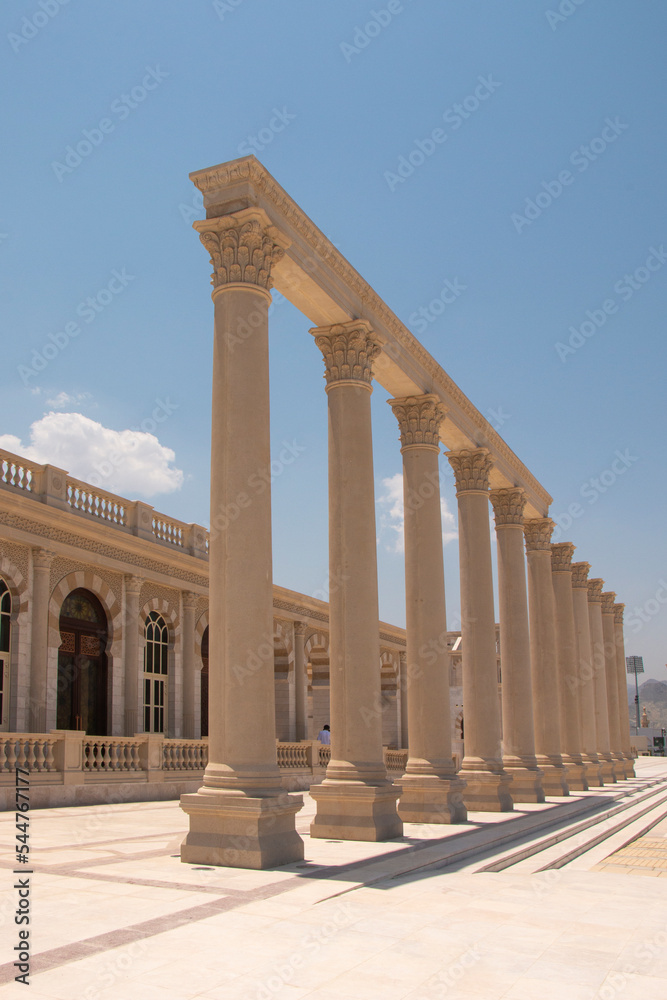 The Roman column under the blue sky