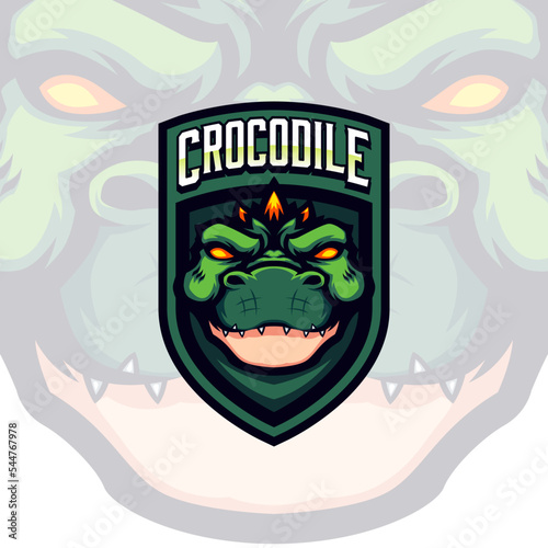 Green Head Crocodile Emblem Vector Mascot