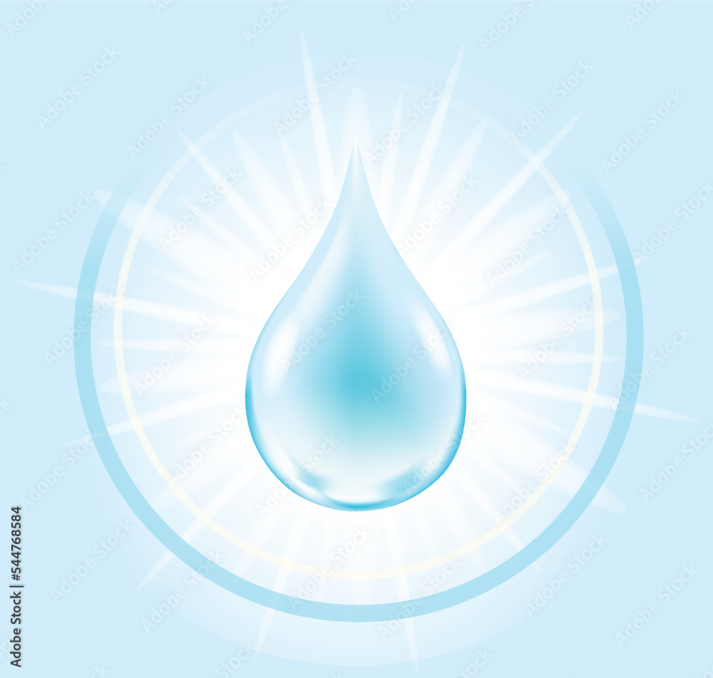 Close-up of water drop isolated on white. water drop on light background Close-up of water drop isolated on white. water drop on light background