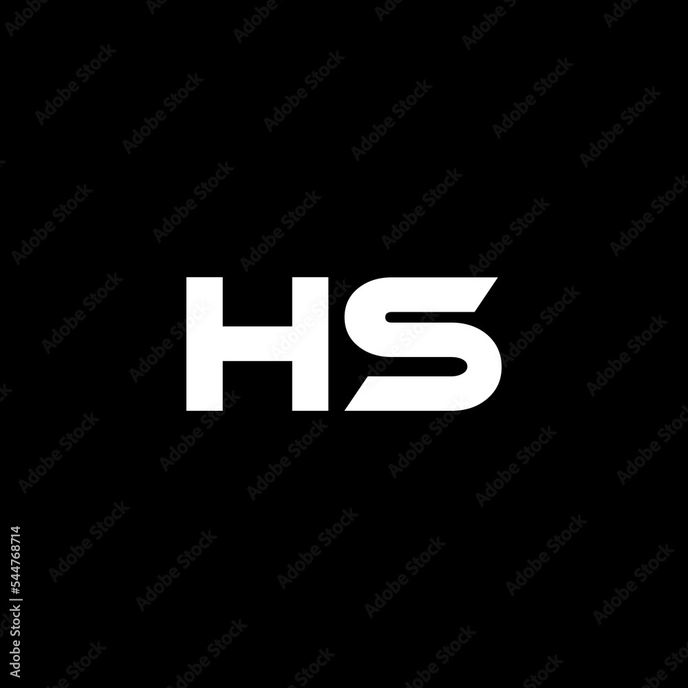 HS letter logo design with black background in illustrator, vector logo modern alphabet font overlap style. calligraphy designs for logo, Poster, Invitation, etc.