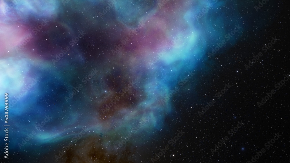Fototapeta premium nebula gas cloud in deep outer space, science fiction illustration, colorful space background with stars 3d render 