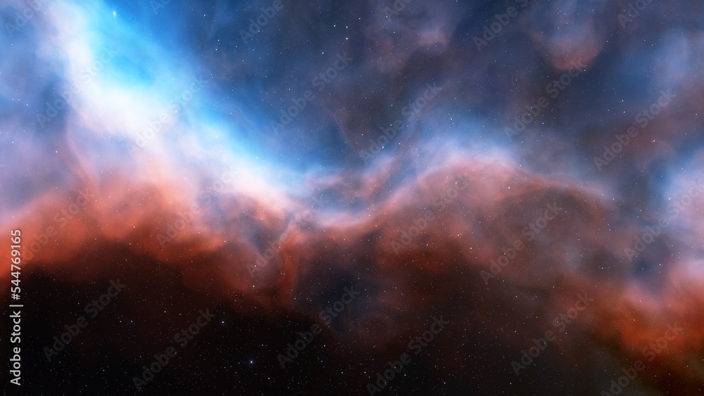 Fototapeta premium Space nebula, for use with projects on science, research, and education. Illustration 