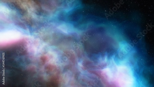 nebula gas cloud in deep outer space, science fiction illustration, colorful space background with stars 3d render  © ANDREI