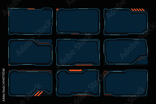 Hud frames futuristic text box border frame scifi digital screen hologram panel vector