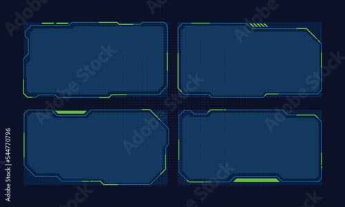 Hud frames futuristic text box border frame scifi digital screen hologram panel vector