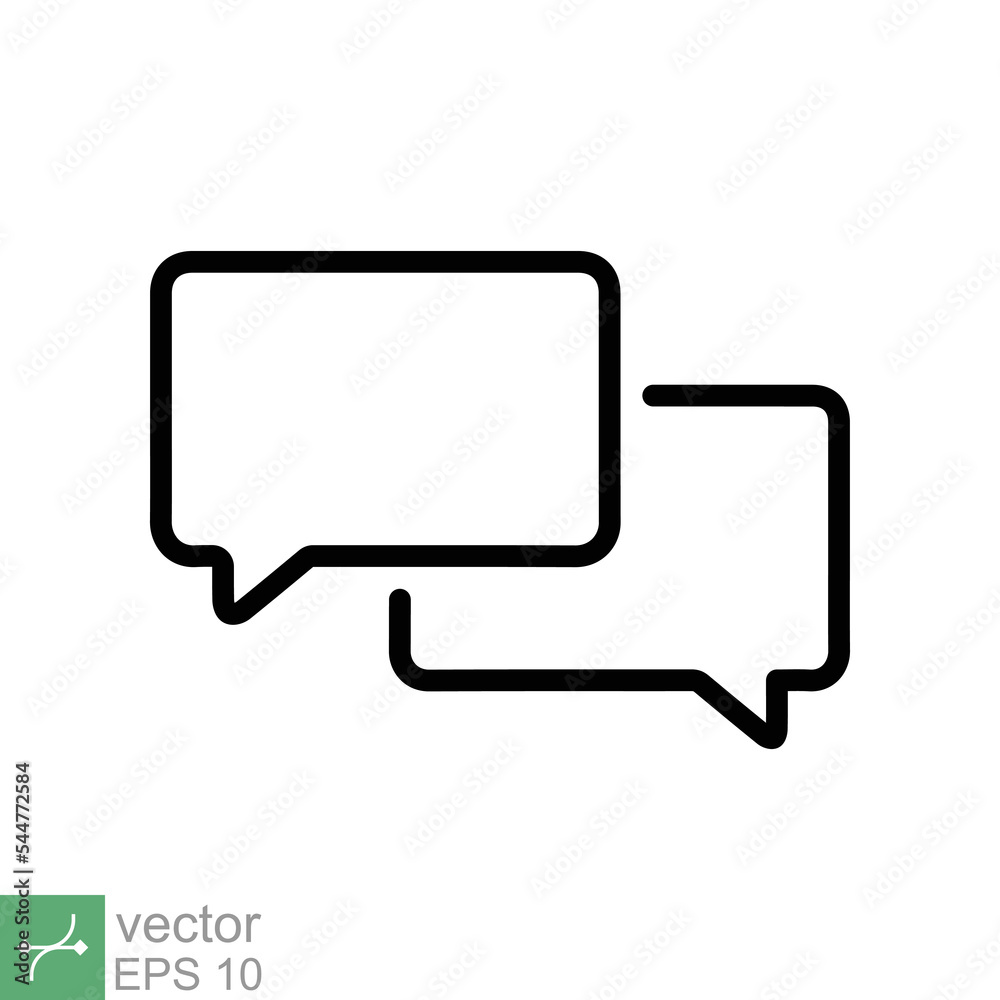 Talk bubble speech icon. Simple outline style. Chat, speak, dialogue, balloon, cloud, dialog, message, communication concept. Thin line vector illustration isolated on white background. EPS 10. Talk bubble speech icon. Simple outline style. Chat, speak, dialogue, balloon, cloud, dialog, message, communication concept. Thin line vector illustration isolated on white background. EPS 10.