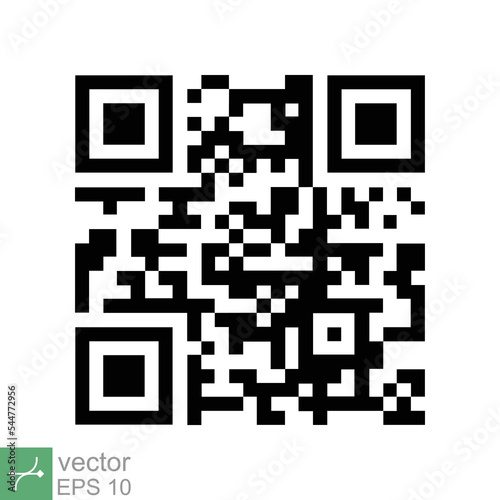 QR code scan icon. Mobile qrcode symbol. camera sacan code technology concept. Vector black and white illustration isolated on white background. EPS 10.