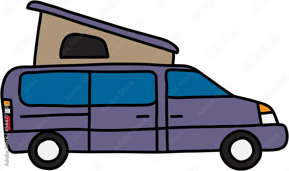 Obraz premium camping car doodle freehand drawing.