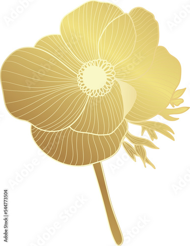 Luxury gold line art flower