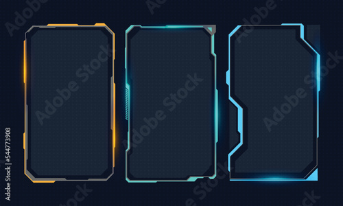 Hud frames futuristic text box border frame scifi digital screen hologram panel vector