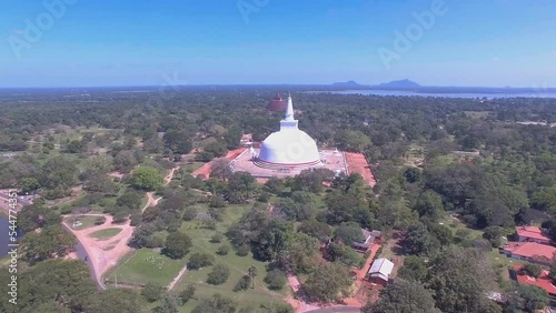 Aerial view of the ruins of the Anuradhapura temple, the historical capital of the Sinhalese Buddhist state in Sri Lansa. photo