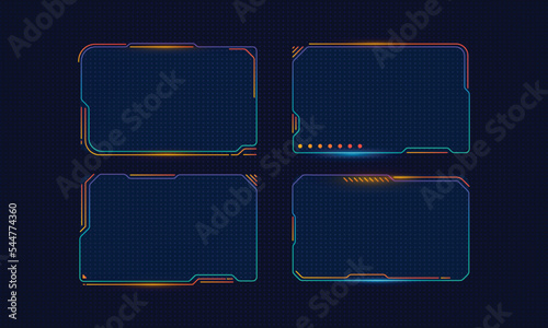 Hud frames futuristic text box border frame scifi digital screen hologram panel vector