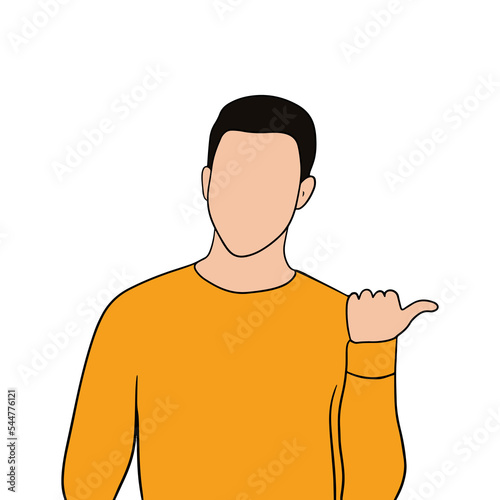Isolated Young handsome man set in different poses on white background illustration
