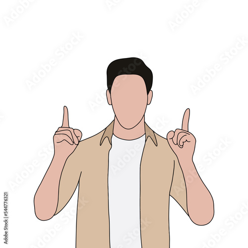 Isolated Young handsome man set in different poses on white background illustration