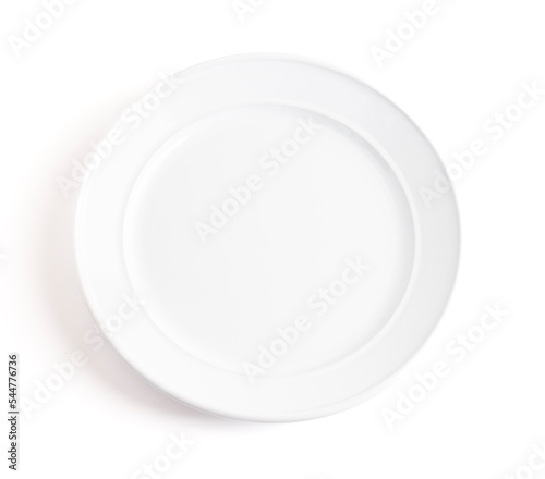 Single White Clean and Empty Plate on a White Backgroung